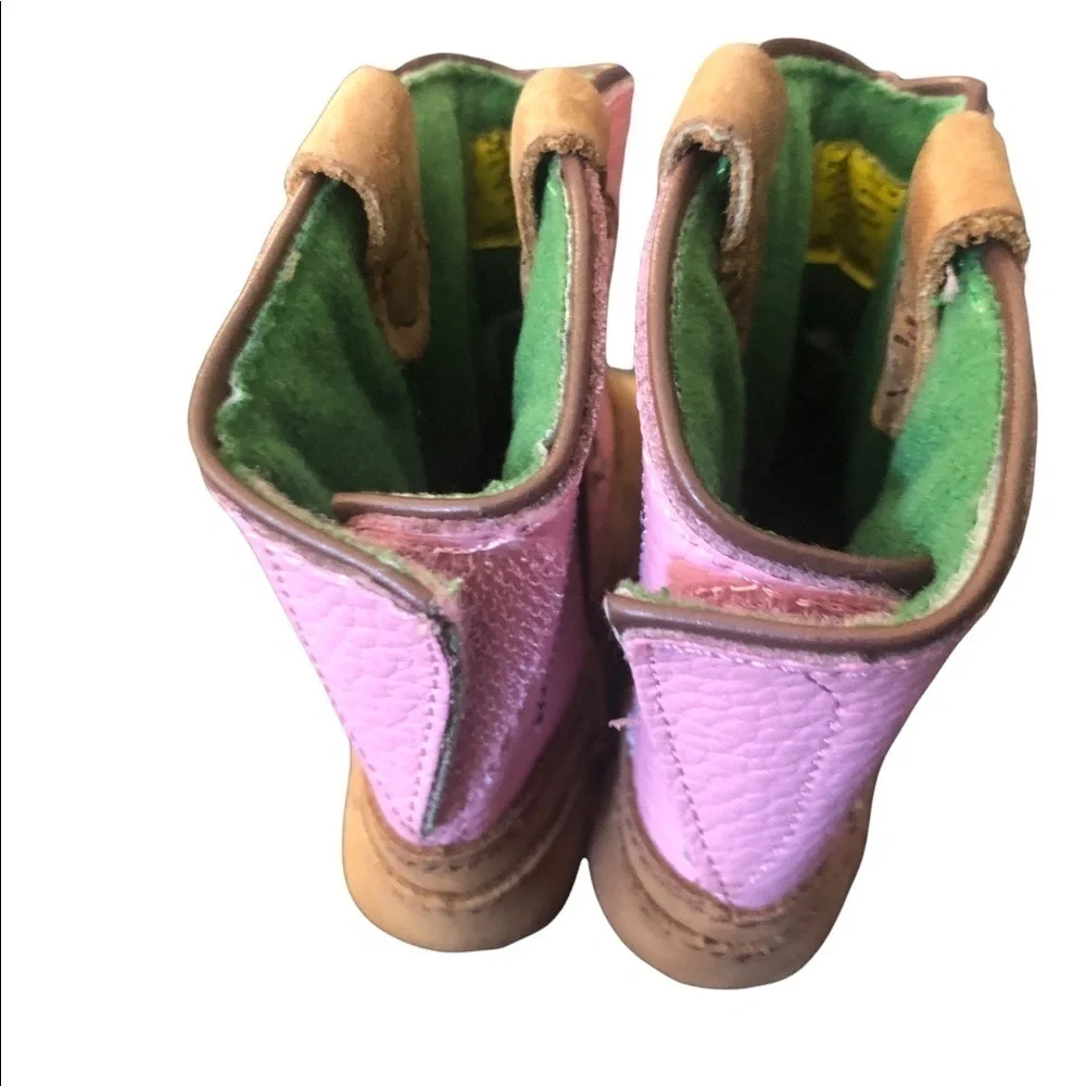 John Deere Infant Soft Leather Cowgirl Booties 3MO Pull On Lined Newborn